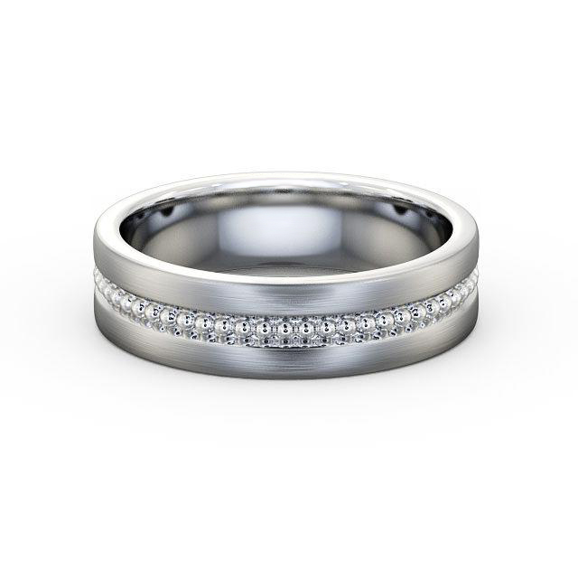 Mens Milgrain Wedding Ring 18K White Gold - Granel (Matt) WBM35B_WG_HAND
