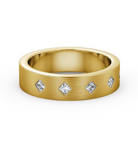 Mens Princess Diamond 0.25ct Matt Finish Wedding Ring 18K Yellow Gold WBM37B_YG_THUMB1