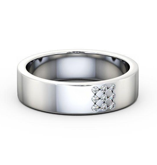 Mens Round Diamond 0.06ct Wedding Ring 9K White Gold WBM38_WG_THUMB1