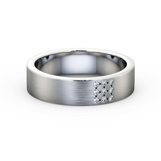 Mens Diamond 0.06ct Wedding Ring 18K White Gold - Tauriel (Matt) WBM38B_WG_HAND