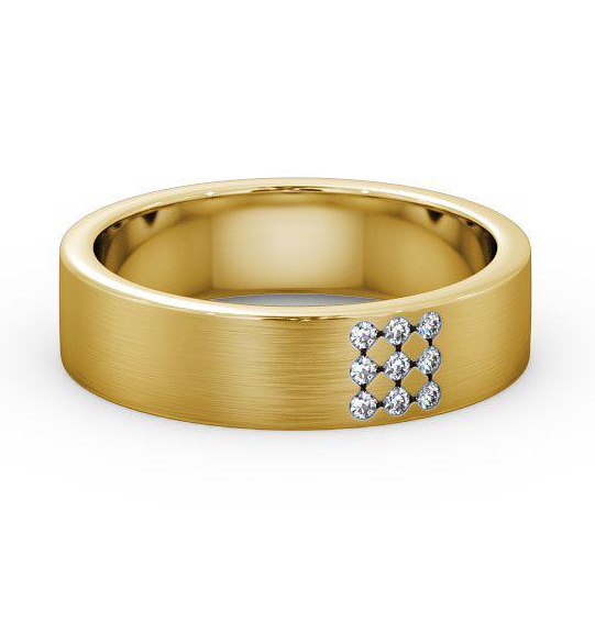 Mens Round Diamond 0.06ct Matt Finish Wedding Ring 9K Yellow Gold WBM38B_YG_THUMB1