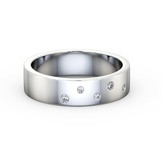 Mens Diamond 0.07ct Wedding Ring 18K White Gold - Valdon WBM39_WG_HAND