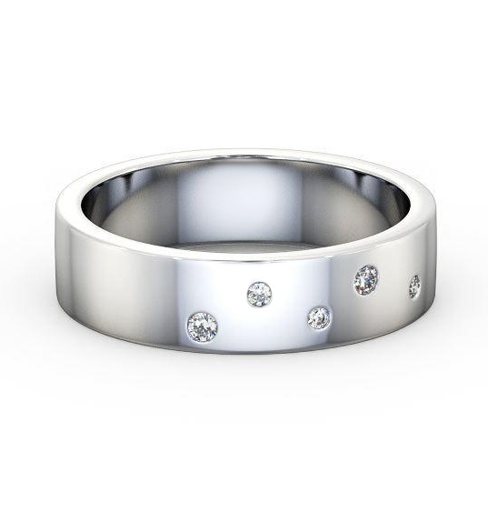 Mens Round Diamond 0.07ct Wedding Ring 18K White Gold WBM39_WG_THUMB2 