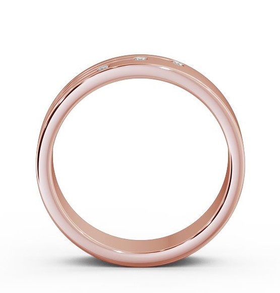 Mens Round Diamond 0.03ct Grooved Wedding Ring 18K Rose Gold WBM40_RG_THUMB1 