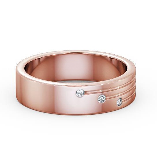 Mens Round Diamond 0.03ct Grooved Wedding Ring 18K Rose Gold WBM40_RG_THUMB1