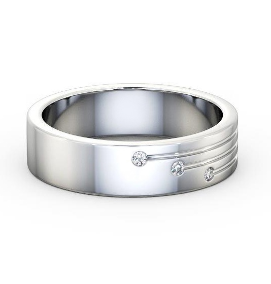 Mens Round Diamond 0.03ct Grooved Wedding Ring 18K White Gold WBM40_WG_THUMB2 