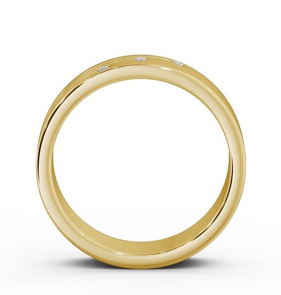 Mens Round Diamond 0.03ct Grooved Wedding Ring 9K Yellow Gold WBM40_YG_THUMB1 
