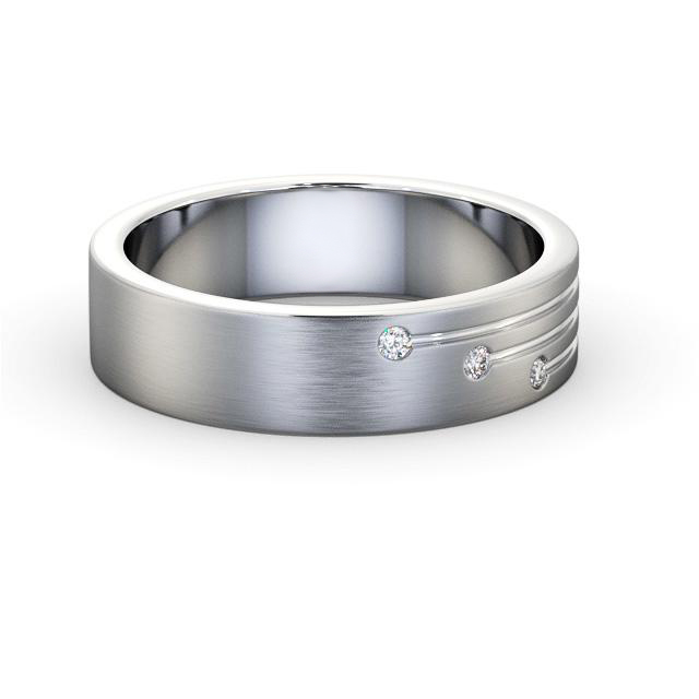 Mens Diamond 0.03ct Wedding Ring 18K White Gold - Arrison (Matt) WBM40B_WG_HAND