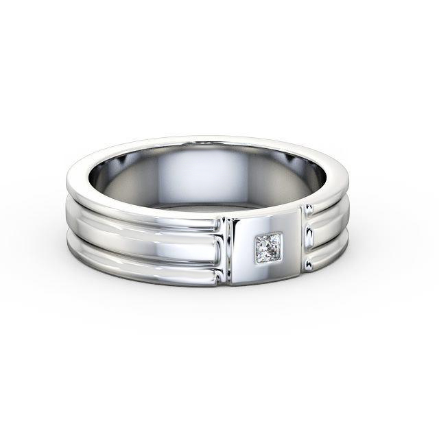 Mens Grooved Diamond Wedding Ring 18K White Gold - Canton WBM41_WG_HAND