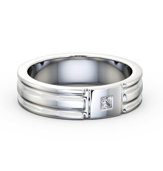 Mens Grooved Princess Diamond Wedding Ring 18K White Gold WBM41_WG_THUMB2 