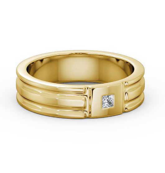 Mens Grooved Princess Diamond Wedding Ring 18K Yellow Gold WBM41_YG_THUMB1