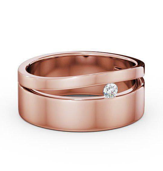 Mens Round Diamond 0.05ct Wedding Ring 9K Rose Gold WBM42_RG_THUMB1