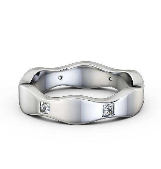 Mens Princess Diamond 0.30ct Waving Edge Wedding Ring 18K White Gold WBM44_WG_THUMB2 