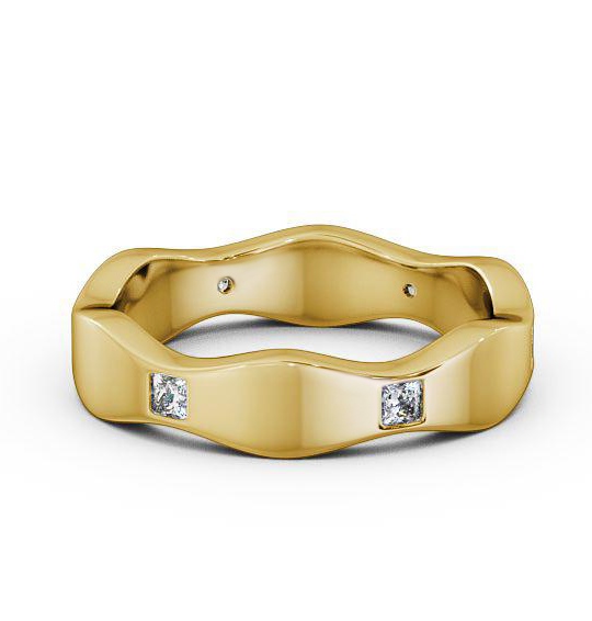 Mens Princess Diamond 0.30ct Waving Edge Wedding Ring 18K Yellow Gold WBM44_YG_THUMB1