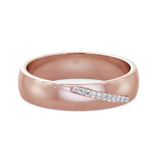 Mens Round Diamond 0.05ct Diagonal Set Wedding Ring 18K Rose Gold WBM48_RG_THUMB2 