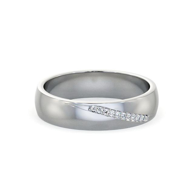 Mens Diamond 0.05ct Wedding Ring 18K White Gold - Brenley WBM48_WG_HAND