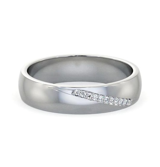 Mens Round Diamond 0.05ct Diagonal Set Wedding Ring 9K White Gold WBM48_WG_THUMB2 