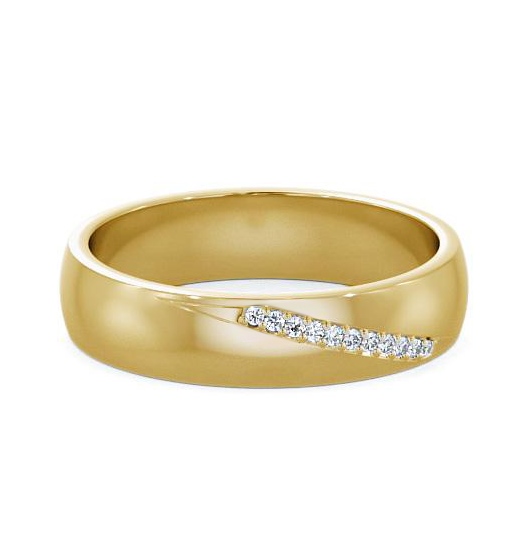 Mens Round Diamond 0.05ct Diagonal Set Wedding Ring 18K Yellow Gold WBM48_YG_THUMB1