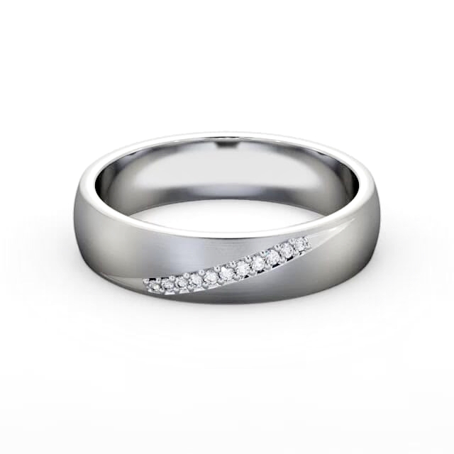 Mens Diamond 0.05ct Wedding Ring 18K White Gold - Brenley (Matt) WBM48B_WG_HAND