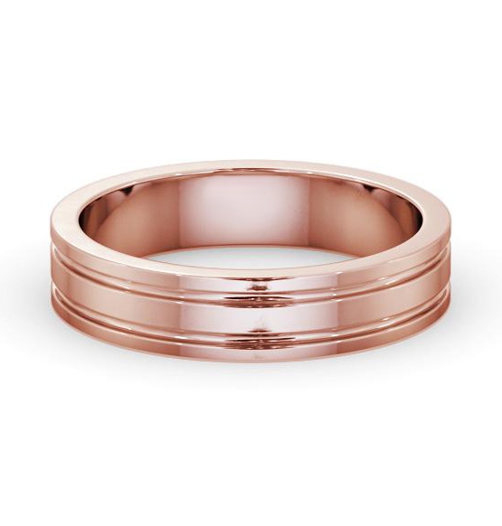 Mens Flat Profile Double Groove Wedding Ring 18K Rose Gold WBM50_RG_THUMB2 