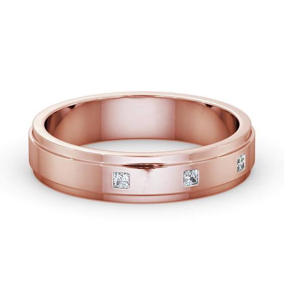 Mens Step Princess Diamond Diamond Wedding Ring 18K Rose Gold WBM51_RG_THUMB1