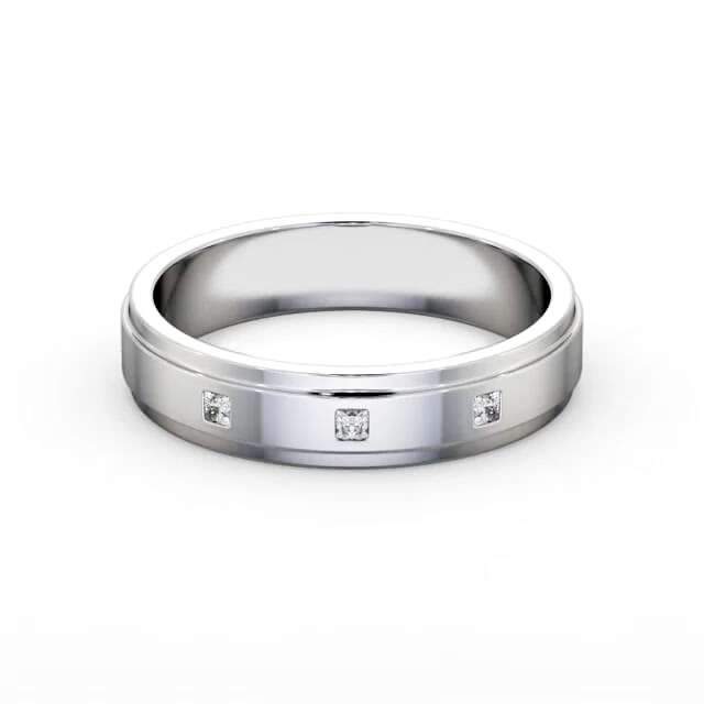 Mens Step Diamond Wedding Ring 18K White Gold - Basten WBM51_WG_HAND