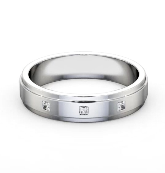 Mens Step Princess Diamond Diamond Wedding Ring 18K White Gold WBM51_WG_THUMB2 