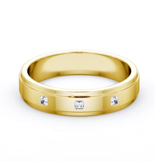 Mens Step Princess Diamond Diamond Wedding Ring 9K Yellow Gold WBM51_YG_THUMB1