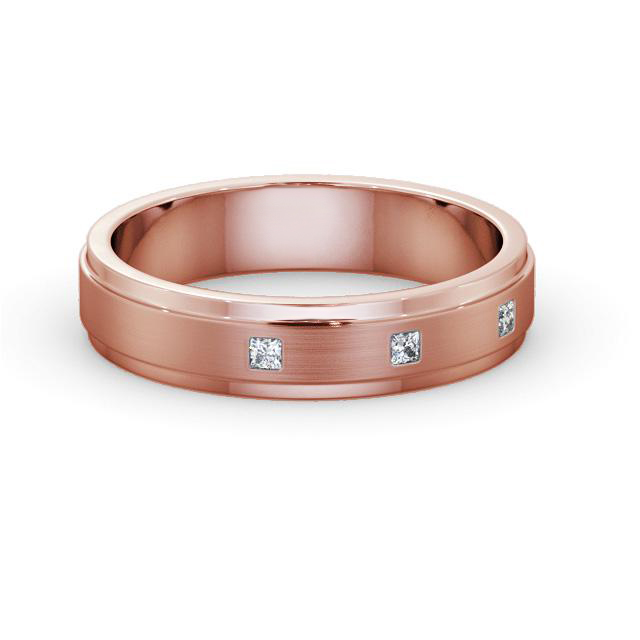 Mens Step Diamond Wedding Ring 18K Rose Gold - Basten (Matt) WBM51B_RG_HAND