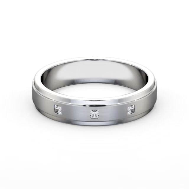 Mens Step Diamond Wedding Ring 18K White Gold - Basten (Matt) WBM51B_WG_HAND