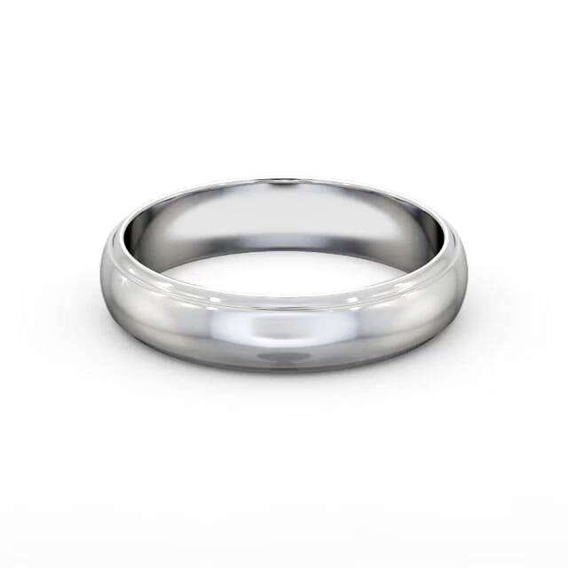 Mens Wedding Ring 18K White Gold - D-Shape Step WBM52_WG_HAND