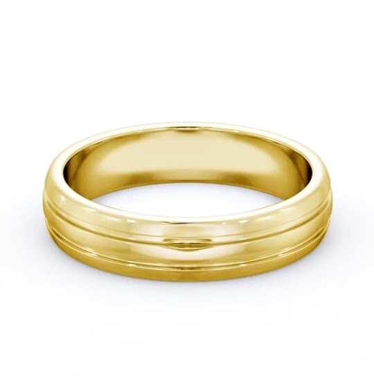 Mens D Shape Double Groove Wedding Ring 18K Yellow Gold WBM53_YG_THUMB1