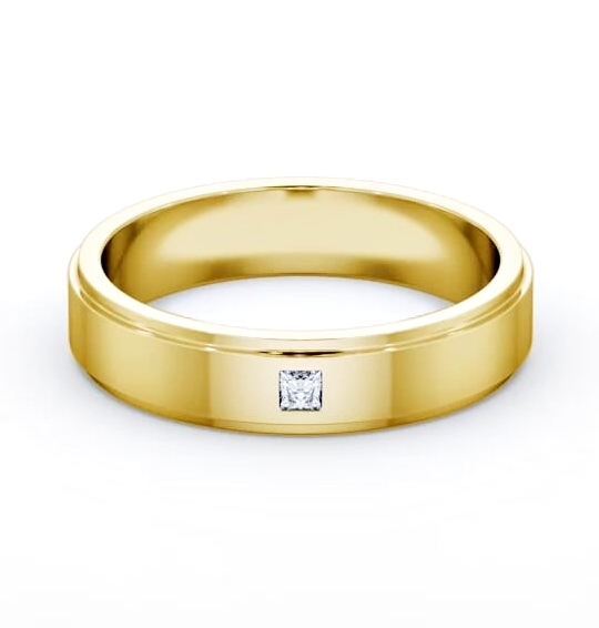 Mens Step Flat Profile Princess Diamond Diamond Ring 18K Yellow Gold WBM55_YG_THUMB1