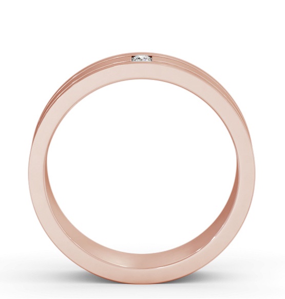 Mens 0.05ct Princess Diamond Double Groove Wedding Ring 9K Rose Gold WBM56_RG_THUMB1 