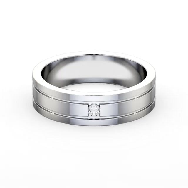 Mens 0.05ct Diamond Wedding Ring 18K White Gold - Yasal WBM56_WG_HAND