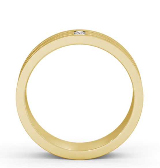 Mens 0.05ct Princess Diamond Double Groove Wedding Ring 9K Yellow Gold WBM56_YG_THUMB1 
