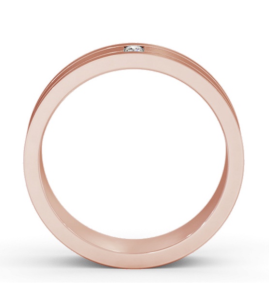 Mens 0.05ct Round Double Groove with Matt Finish Ring 18K Rose Gold WBM56B_RG_THUMB1 