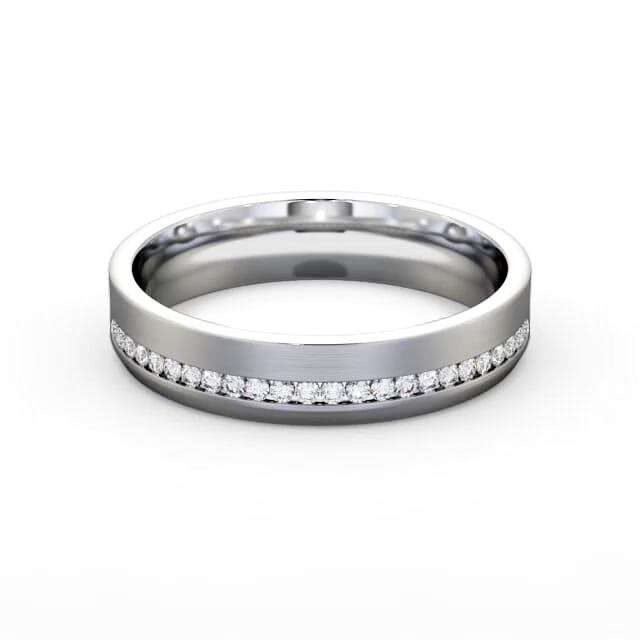Mens 0.20ct Diamond Wedding Ring 18K White Gold - Sullivan (Matt) WBM57B_WG_HAND