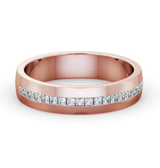 Mens 0.50ct Princess Diamond Channel Set Wedding Ring 18K Rose Gold WBM58_RG_THUMB1
