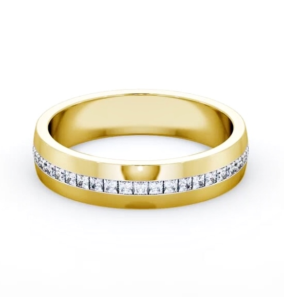 Mens 0.50ct Princess Diamond Channel Set Wedding Ring 18K Yellow Gold WBM58_YG_THUMB1