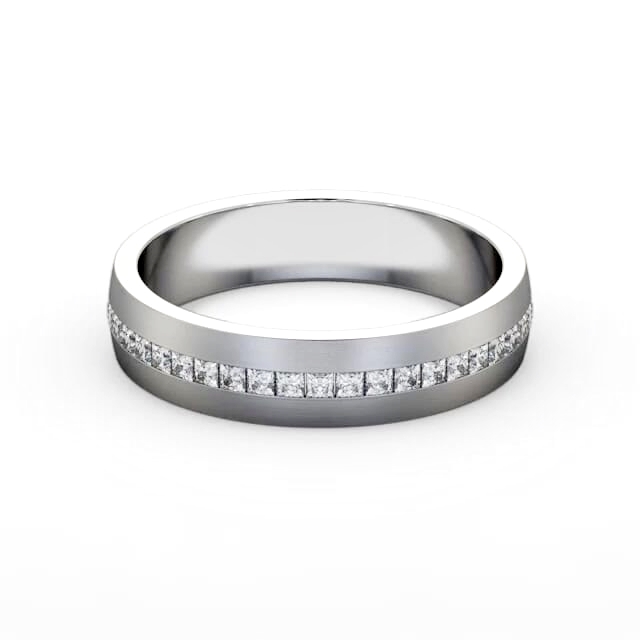 Mens 0.50ct Diamond Wedding Ring 18K White Gold - Maylene (Matt) WBM58B_WG_HAND