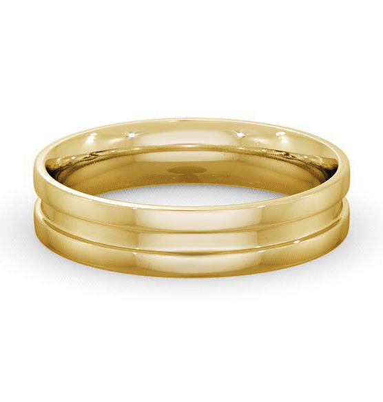 Mens Flat Court Single Groove Wedding Ring 9K Yellow Gold WBM5_YG_THUMB1