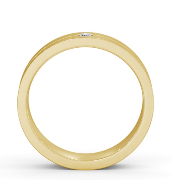Mens Round Diamond Single Groove Wedding Ring 9K Yellow Gold WBM60_YG_THUMB1 