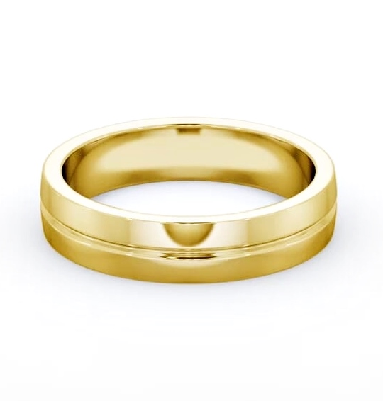Mens Single Groove Wedding Ring 9K Yellow Gold WBM61_YG_THUMB1