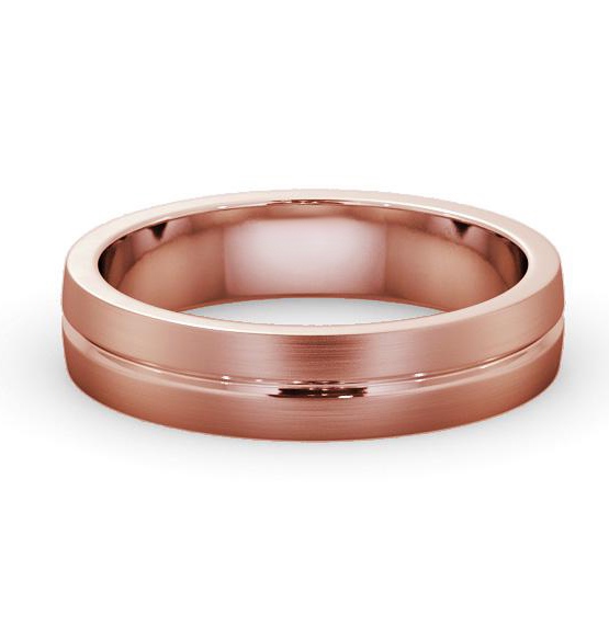 Mens Single Groove with Matt Finish Wedding Ring 18K Rose Gold WBM61B_RG_THUMB2 