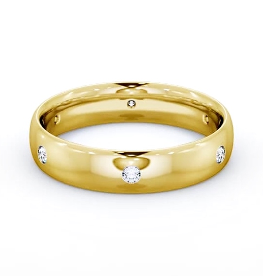 Mens Round Diamond Flush Setting Wedding Ring 18K Yellow Gold WBM62_YG_THUMB1