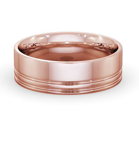 Mens Flat Court Double Groove Wedding Ring 18K Rose Gold WBM6_RG_THUMB2 