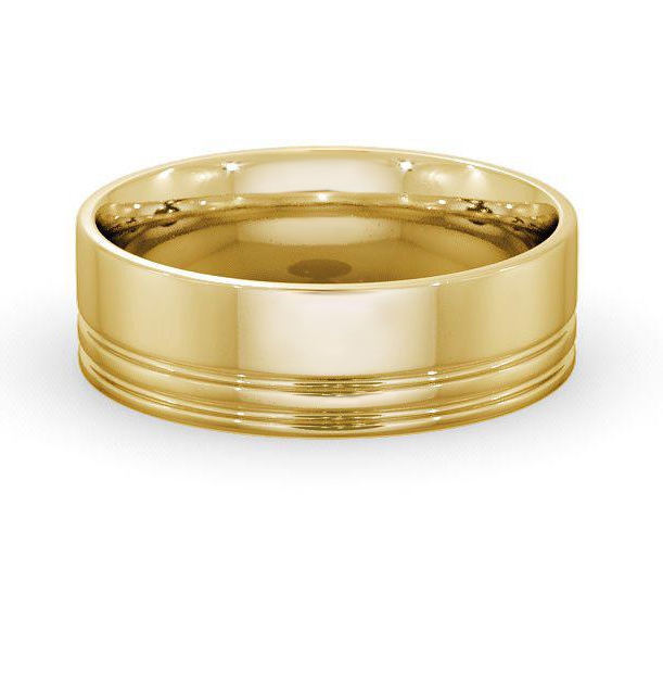 Mens Flat Court Double Groove Wedding Ring 18K Yellow Gold WBM6_YG_THUMB2 