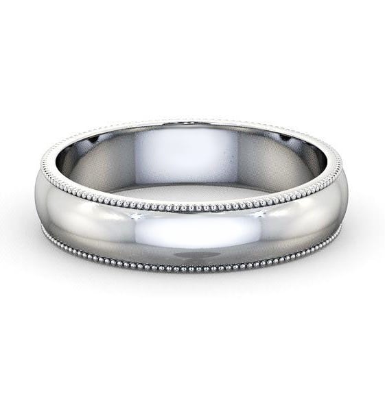 Mens D Shape with Milgrain Wedding Ring 9K White Gold WBM7_WG_THUMB2 