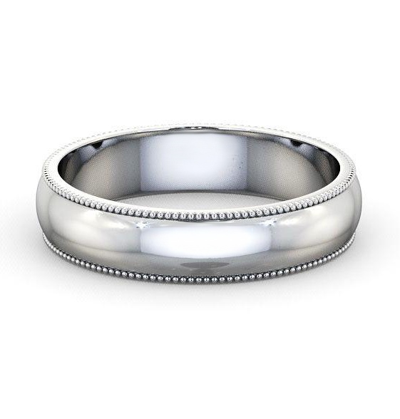 Mens D Shape with Milgrain Wedding Ring Platinum WBM7_WG_THUMB1